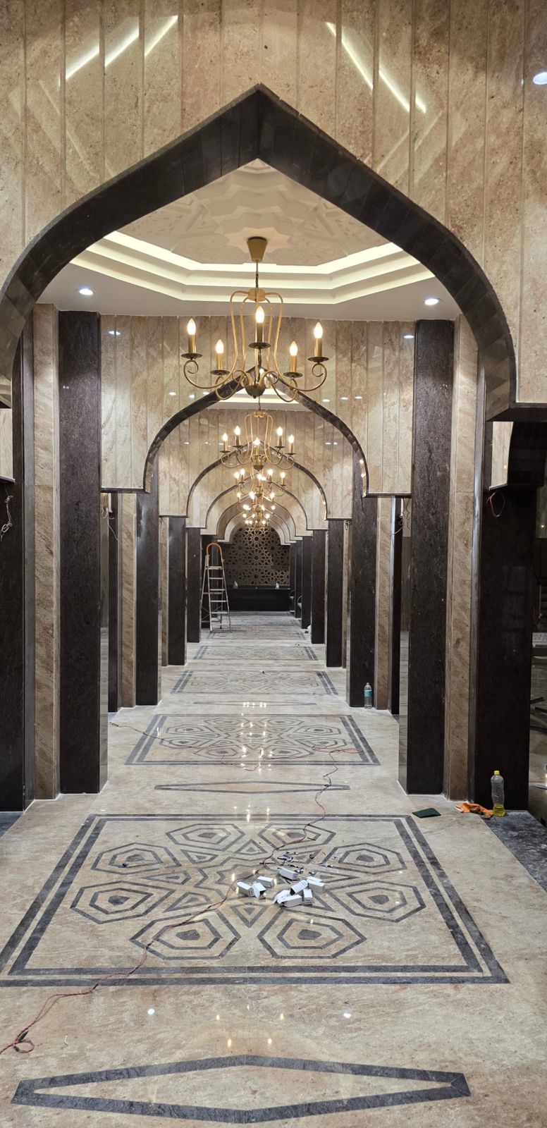 Masjid Interior – Islamic Arches & Marble Flooring