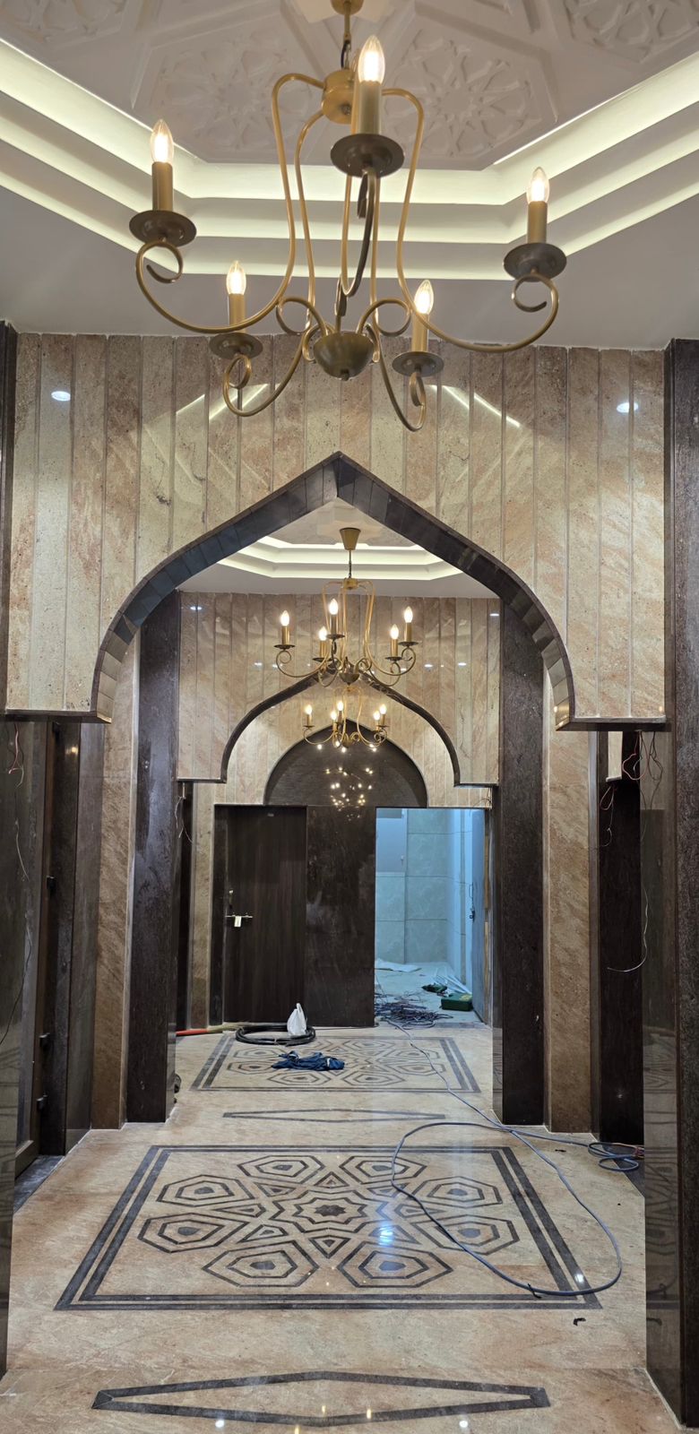 Masjid Interior – Geometric Marble Inlay